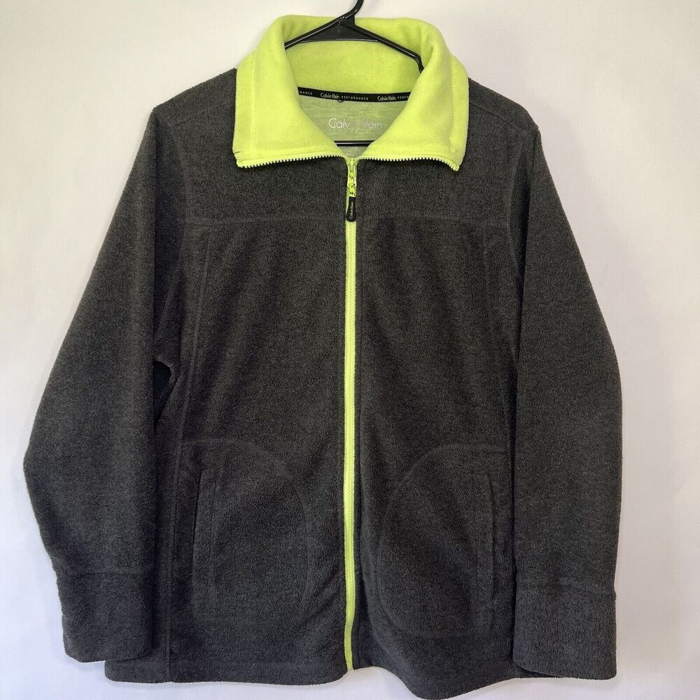 Calvin Klein Performance Full Zip Fleece Jacket Mens Size XL Gray High Neck